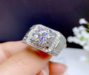 5CT Moissanite Mens Ring 925 Silver Vacker Firecolour Diamond Substitut Lyxiga bröllopsringar för par6450601