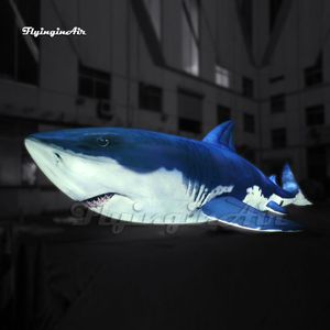 Großhandel erstaunliche große blaue, aufblasbare Haifischballon 10m Sea Animal Fischmodell für Aquariendekoration