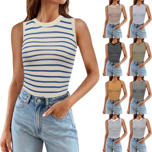 Camisoles Tanks Kvinnors Scoop Neck ärmlös Knit Ribbed Monterad Casual Crop Tank Top Toppar för kvinnor