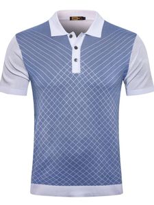 男性ポロスサマーシルクプリント快適なジリプラスサイズニットショートスリーブのTシャツ