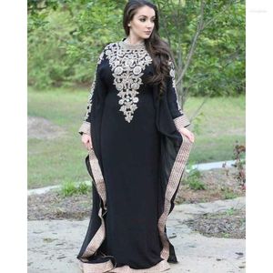 Roupas étnicas pretas dubai marrocos kaftans farasha abaya vestidos muito chiques longos