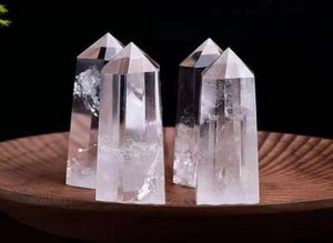 Сырая белая кристаллическая башня орнамент минерал заживающие палочки Reiki Натуральные шестизначные энергетические каменные способности Quartz Pillars 4525031