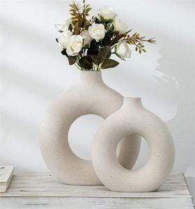 Моротная частица цветочная композиция Полая круглая цветочная ваза для домашнего украшения мебель Офисная гостиная декор искусство вазы 217472123