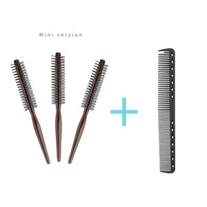 Nylon Round Hair Brush Anti-Static Comb Hairdressing Blow Drying Blow Bangs Pear Head Straight Hair Hairdressing Wooden Comb