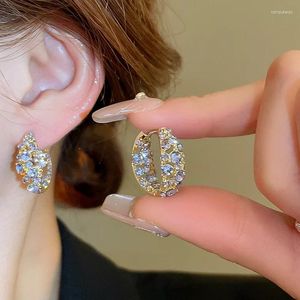 Hoop örhängen ihålig ut strasscirkel öronspänne för kvinnor ljus lyx mode mångsidiga smycken
