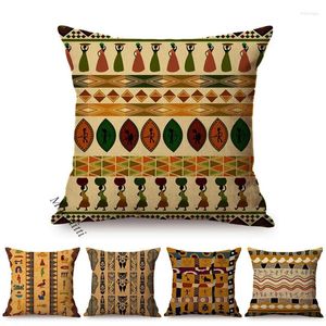 Pillow Africa Geometric Style Tradition Culture Art Pattern Decorative Cover Exotic Cotton Linen Sofa Throw Case Cojines