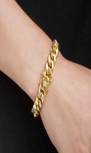 Hip -Hop -Schmuck Miami Cuban Link Armband 14K 18K Gold Vakuum plattiert Edelstahl Curb8699784