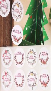 Christmas flower decoration sticker pudding bottle decorative stickers cookie box bag package sealing paster246n6727357