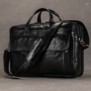 Briefzüge echte Leder Aktentasche für Mann große Kapazität Computertasche Cow Messenger Handtasche Männliche schwarze Business -Taschen