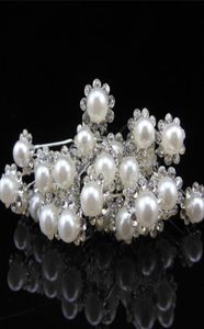 Whole Korean Style Women Wedding Accessories Bridal Pearl Hairpins Flower Crystal Rhinestone Hair Pins Clips Bridesmaid Hair J7018029