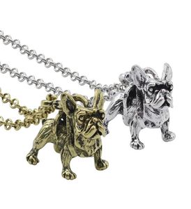 Mode punk djur fransk bulldog hänge halsband smycken silver guld färg 2 färg hund hänge långt halsband för män kvinnor8248013