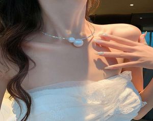 Sydkorea Dongdamen New Fashion Full Diamond Pearl Mouth Prison Net Red Halsband Sexig krage Kvinnor7779853