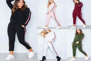 Women039S 2 -stycken Tracksuit långärmad tröja tröja casual dragstring byxor set1307146