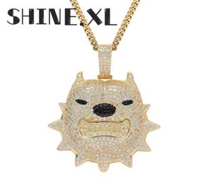 Hip Hop Rock Jewelry 18K Gold Plated Dog Pendant Halsband med tenniskedjan Ropkedjan Mens Smycken Gift270V4684961