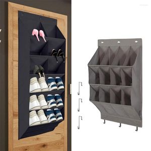 Storage Bags Grid Wall-mounted Sundries Shoe Organiser Fabric Closet Bag Large Capacity Hanging Door Rack With Bedroom Bathroom