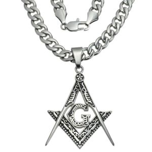 Pendanthalsband silvertoner Mens Mens rostfritt stål Masonry Mason Chain Halsband N2823612636505
