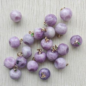 Colares pendentes por atacado 20pcs lilás stone natural de boa qualidade pingentes de maçã para a fabricação de acessórios de jóias