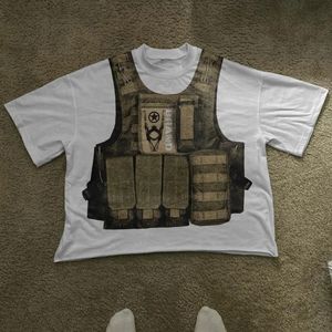 Hiphop bulletproof vest graphic t shirts y2k tops print oversized t shirt gothic harajuku streetwear goth men clothing 240502