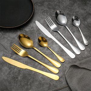 Gold Cutlery Knife Flatware Set Knife Fork Spoon Stainless Steel Tableware Western Dinnerware Steak Travel Dinnerware Sets