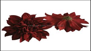 Flores decorativas grinaldas 11 cm dahlia pompon cádica Flores de seda falsa flor artificial para a parede de casamento de noiva DIY Flo5921455