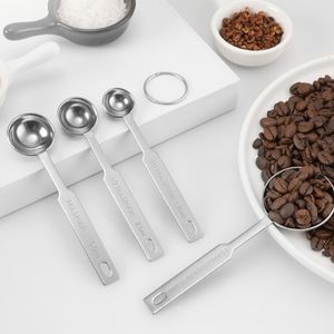 Medição de aço inoxidável Medição de 4 PCs/conjunto com escala de leite em pó de café colheres de condimento Medida de concha de cozinha th1427