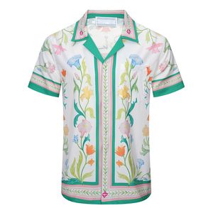 designer Fashion T Shirt Hawaii Floral Letter Print Beach Shirts Men's Designer Silk Bowling Shirt Casual Men Summer Short Sleeve Loose Asia SizQ38