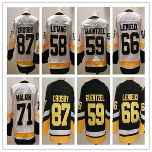 Обратный рит -хоккей с шайбой Sidney Crosby Jersey 58 Kris Letang 59 Джейк Генцель Лемье Евгений Малкин Джейсон Цукер Бланк 2022 Альтернативные черные мужчины сшиты 237F