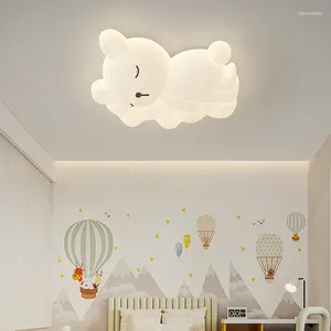 Taklampor fjärrkontroll Dimning Valfritt Sleeping Bear Light Children's Bedroom Lamps White Sconces Cartoon Princess Room