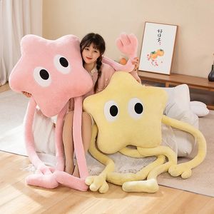 Giant Plush Yellow Pink Star Monster Toy Stuffed with Long Arms and Legs Throwing Pillows Creative Room Decoration Doll Fun Christmas Gift 240424