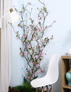 Flores artificiais parede cereja de cereja pêssego flor flor videira cor de casamentos decoração falsa flor artificial rattan fa5630942