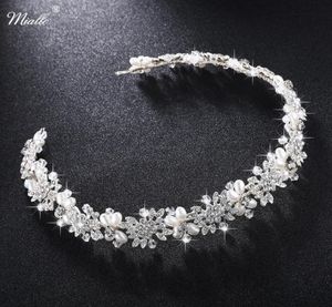 Miallo Luxury Clear Crystal Bridal Hair Vine Pearls Wedding Hair Jewelry Accessories Headpiece Women Crowns Pageant HSJ45067824520