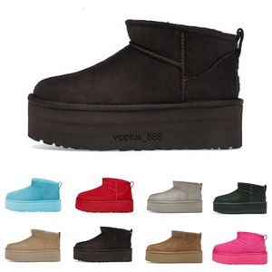 2024 Women Boots Classic Ultra Mini Platform Chestnut Fur Fur Black Sheepes Tazz Bules Gen Men Boot Shoes Suede Apper