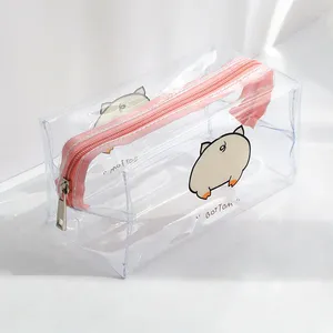 Сумки для хранения прозрачная сумка для макияжа косметика цветочная мультфильма Peach Butterfly с водонепроницаемой переносимой переносимой прохождение
