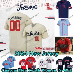 NCAA مخصص خياطة OLE MISS REBOLL Baseball Jersey Hayden Leatherwood Kemp Alderman Hayden Dunhurst Tim Simay TJ McCants John Kramer Mitch Murrell Matt Parenteau