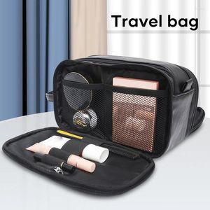 Storage Bags Water-Resistant Leather Toiletry Bag For Men Large Travel Wash With Dry Wet Shaving Kit Organizer PRE
