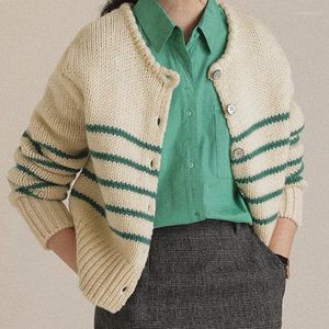 Damen Strick Itoolin Frauen Ein-Bastel-Strick-Strickjacke Pullover Mantel Langarm gestreifter lässiger Strickwinne Frühling