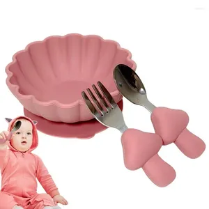 Set di stoviglie set di alimentazione per bambini in silicone ciotole di aspirazione tavoli da tavolo a cucchiaio morbido design di zucca carina con microonde