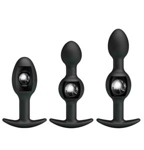 Piacere per adulti 3 Modello perline anali in silicone Plug della spina in metallo all'interno dei prodotti di sesso per coppia ano Muscoli Trainer8623187