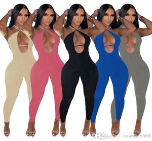 Sexy Designer Jumpsuits For Womens Hollow Out Rompers Spring And Summer Hanging Neck Bodysuit Open Back And Hip Lifting Sports One5600125