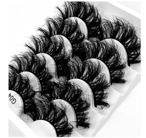 False Eyelashes 5 Pairs 25mm 8D Eyelash extension makeup Faux Mink Hair Natural Thick Long Fluffy Soft Wispy Cross Reusable Wholes4962314