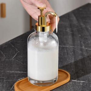 Set 500ml Glass Soap Dispensers Replacement Bottle Bathroom Hand Sanitizer Gel Soap and Shampoo Shower Liquid Container Bottle