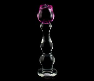 Domi 213cm Ice and Fire Series Rose Flower Design Glass Women Dildo Adult Butt Anal Plug Sex Toys Y2004216538081