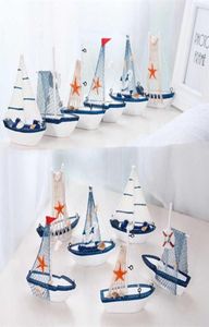 Marine Nautical Creative Sailboat Mode Room Decor Figurines Miniatures Mediterranean Style Ship Small boat ornaments 2201117596070