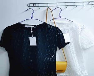 Designer Mens Womens Seethrough T Shirts luxurys Lace 3D letter French Fashion Tshirt Top Quality Tees Street Short Sleeve t shi8082771