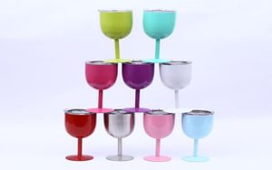 10oz Stianless Steel Röd vinglas Tumbler Goblet With Lids Egg Cup 9 Colors9407331