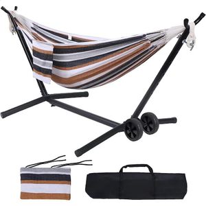 Portable Hammock with Stand Included with Wheels Outdoor Double 2 Person Heavy Duty Hamacas con Base 450 lb Capacity 240430
