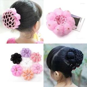 Hair Accessories Fashion Elastic Colorful Satin Hairpin Braid Set Crochet Stick Dance Net Flower