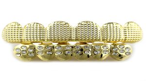 Hip Hop Cap Copper Gold Plating Teeth Grillz Set Factory Bottom Custom Men039s Hiphop Teeth Grillz Body Jewely Hallowee4884916