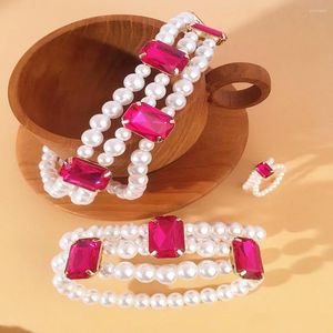Necklace Earrings Set Elegant Women Jewelry Baroque Court Style Pearl Ring Classic Suitable Daily Wear Holiday Girlfriend