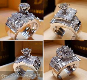 Vecalon Boho Female Diamond Wedding Ring Set Fashion 925 Silver Big Stone Finger Ring Promise Brudförlovningsringar för kvinnor2993218